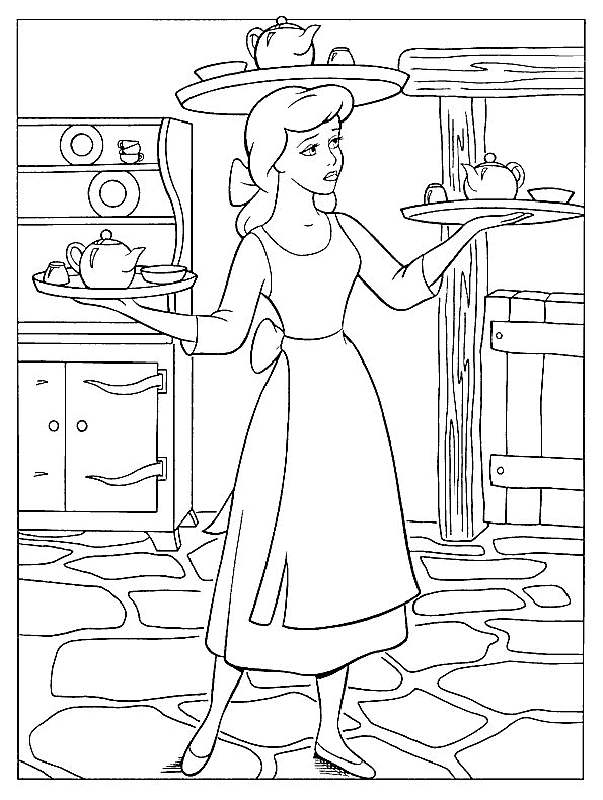 Free Cinderella Serves Here Family Coloring Pages printable