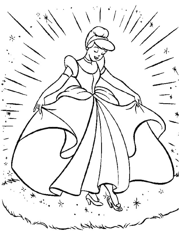 Free Cinderella Turning Clothes Coloring Pages printable