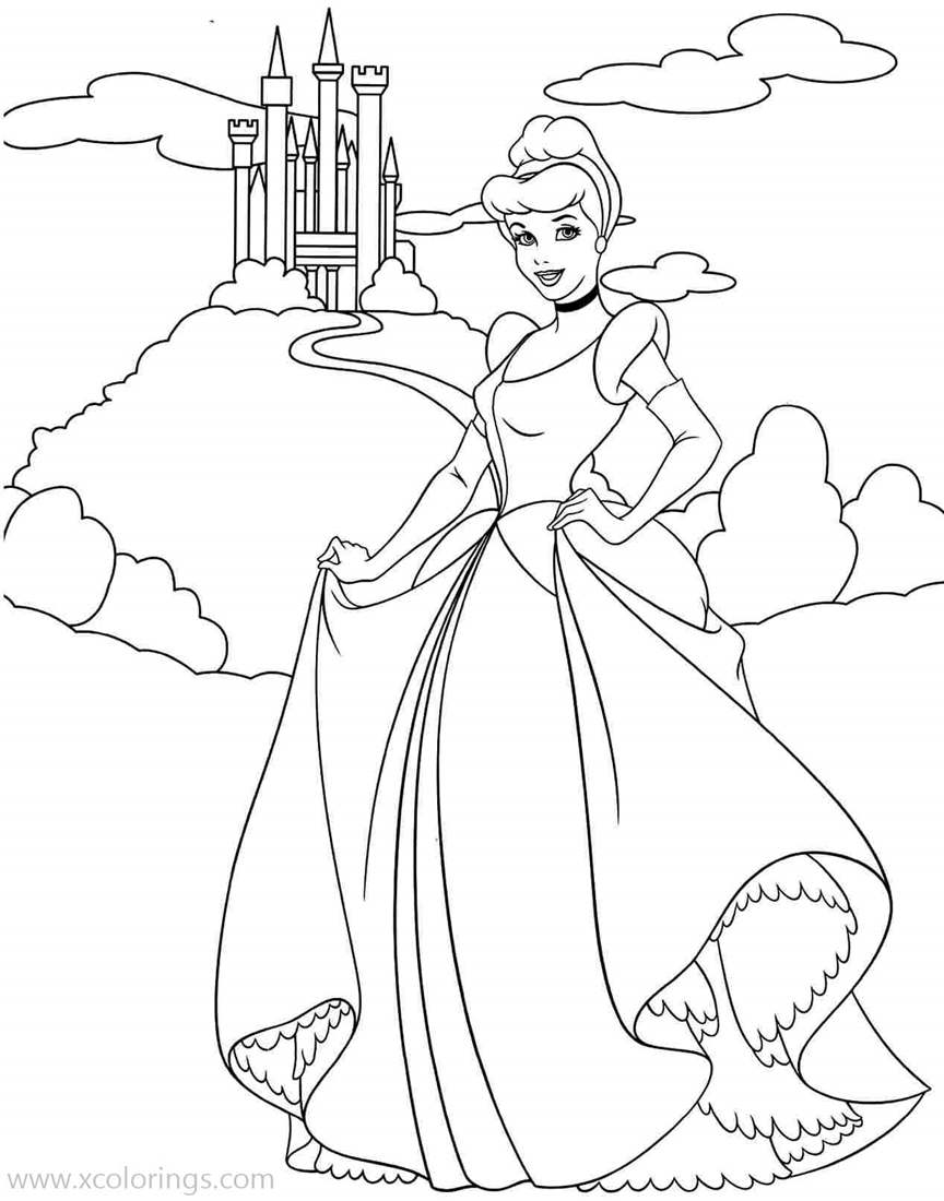 Free Cinderella and Castle Coloring Pages printable