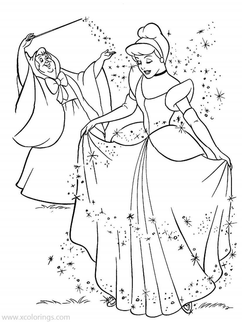 Free Cinderella and Fairy Godmother Coloring Pages printable