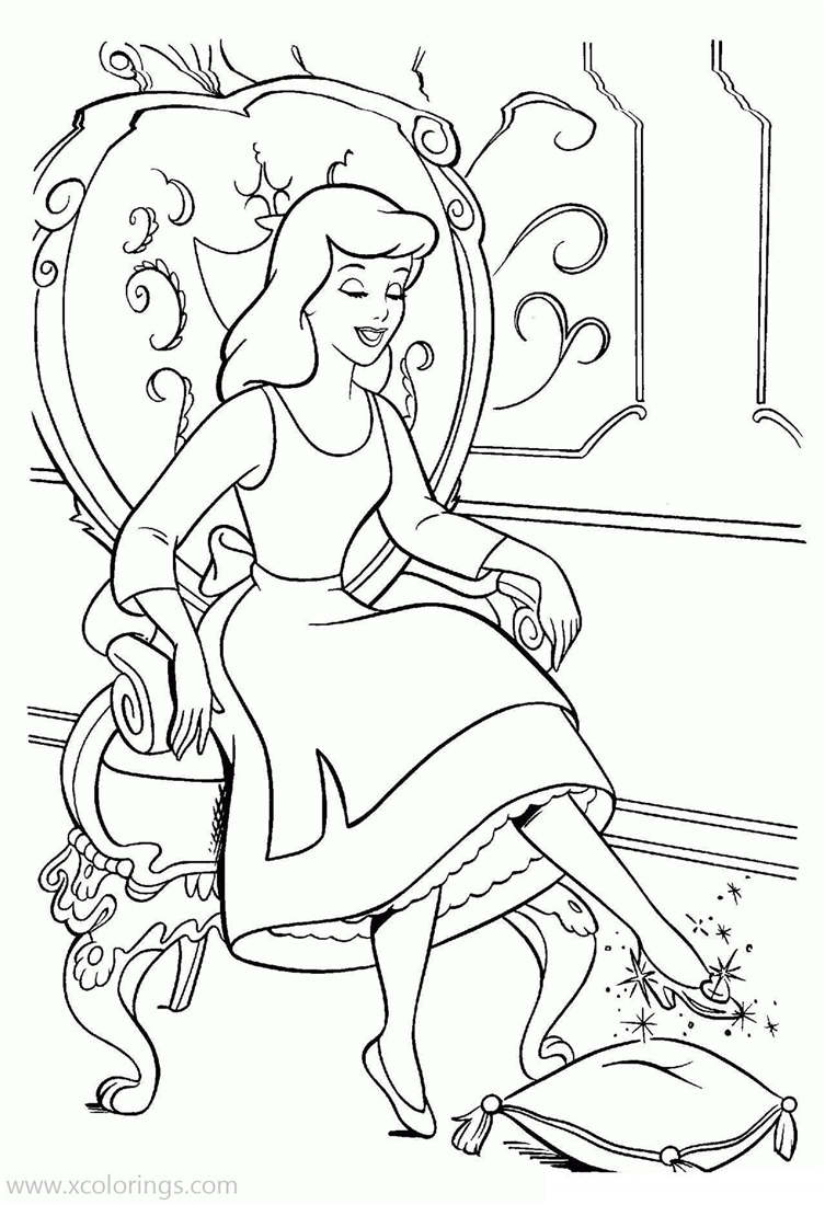 Free Cinderella and Glass Slippers Coloring Pages printable
