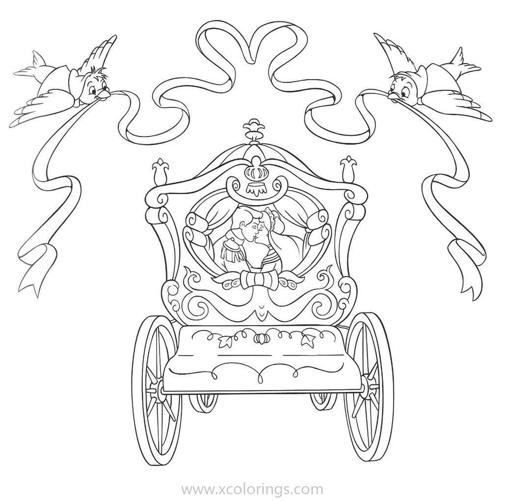 Free Cinderella and Prince Area Kissing Coloring Pages printable