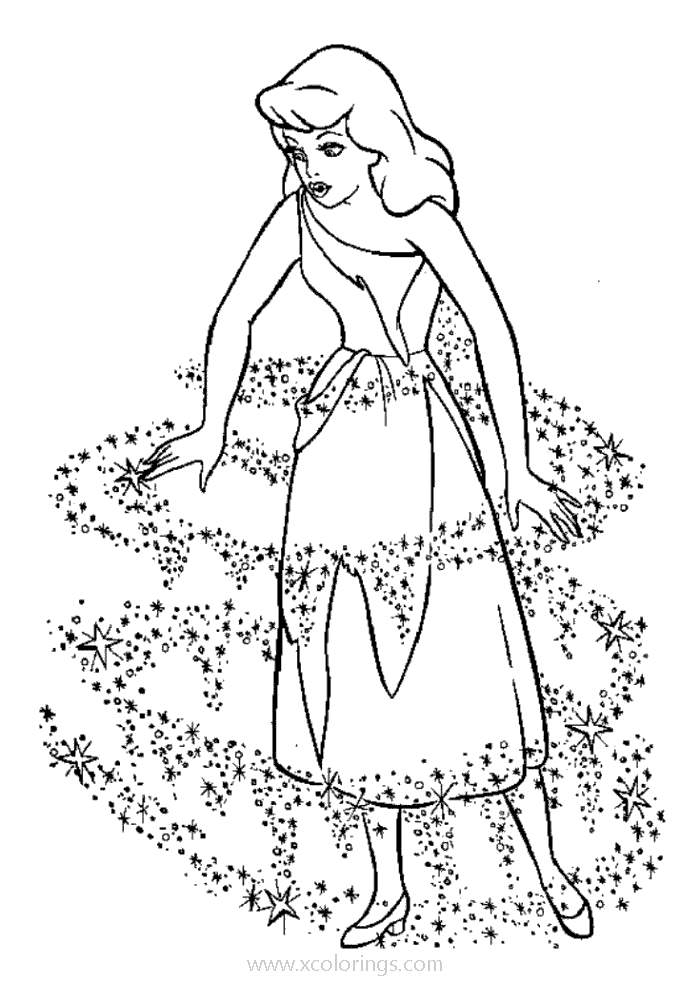 Free Cinderella with Magic Coloring Pages printable