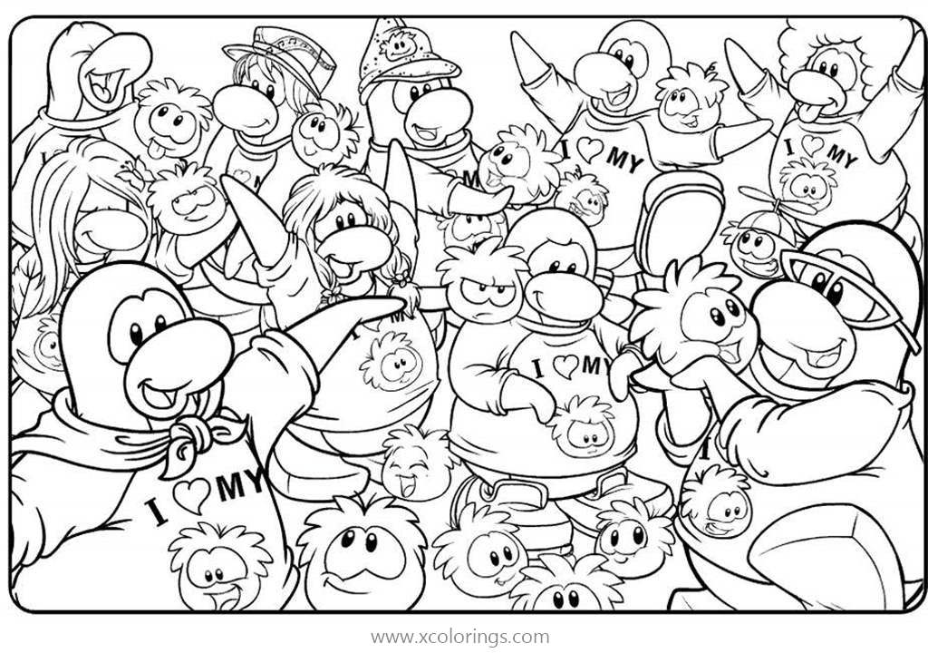 Free Club Penguin Characters Coloring Pages printable