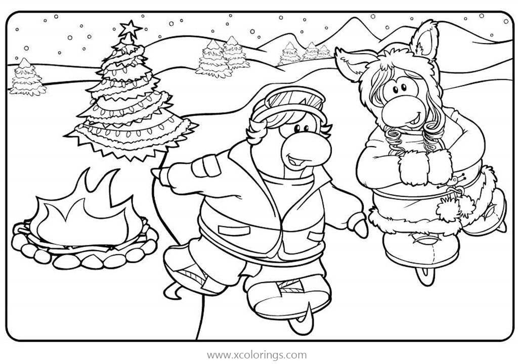 Free Club Penguin Christmas Camp Coloring Pages printable
