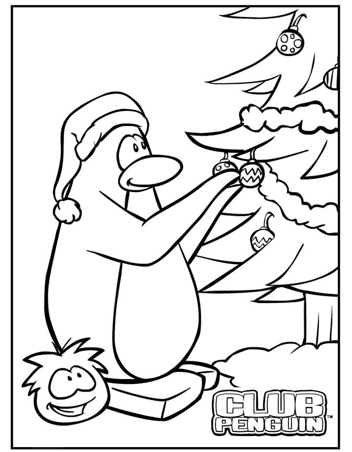Free Club Penguin Christmas Coloring Pages printable