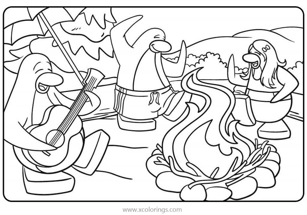 Free Club Penguin Coloring Pages Music Camp printable