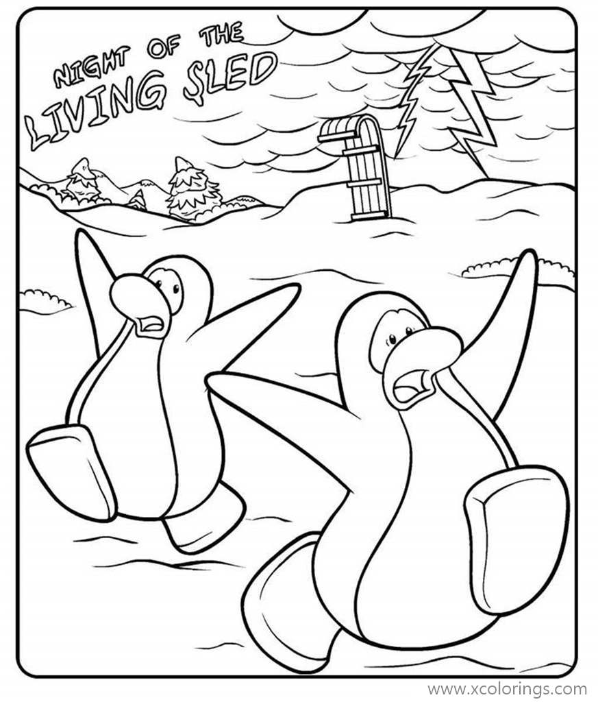 Free Club Penguin Coloring Pages Night of the Living Sled printable