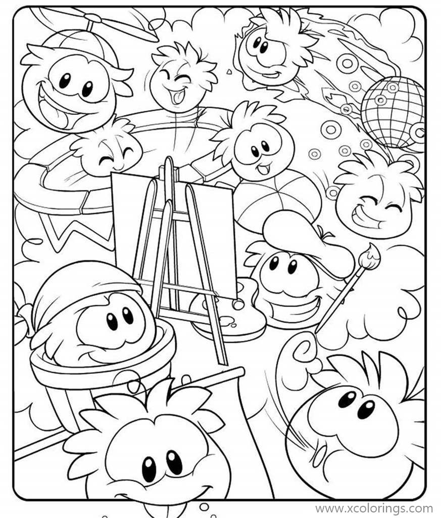 Free Club Penguin Coloring Pages Playing Basketball printable