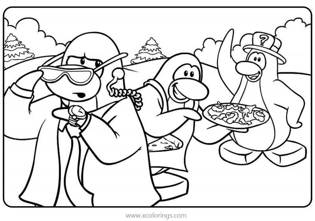 Free Club Penguin Coloring Pages Time for Food printable