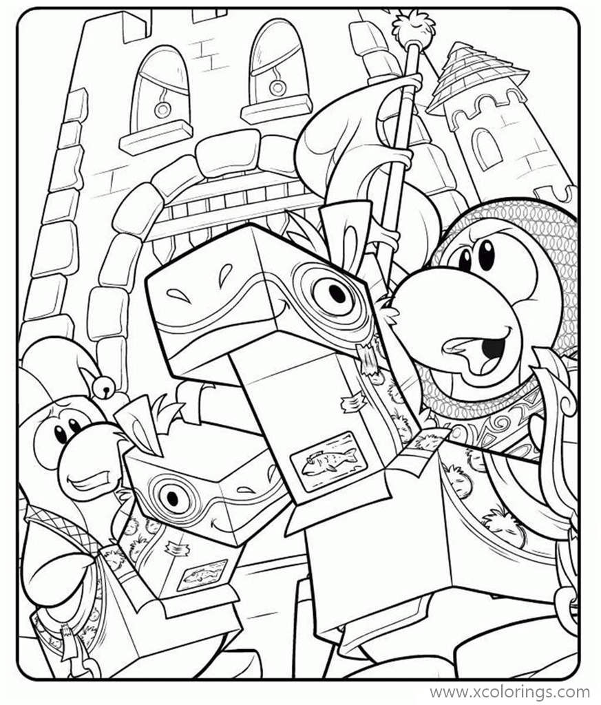 Free Club Penguin Knights On Horses Coloring Pages printable