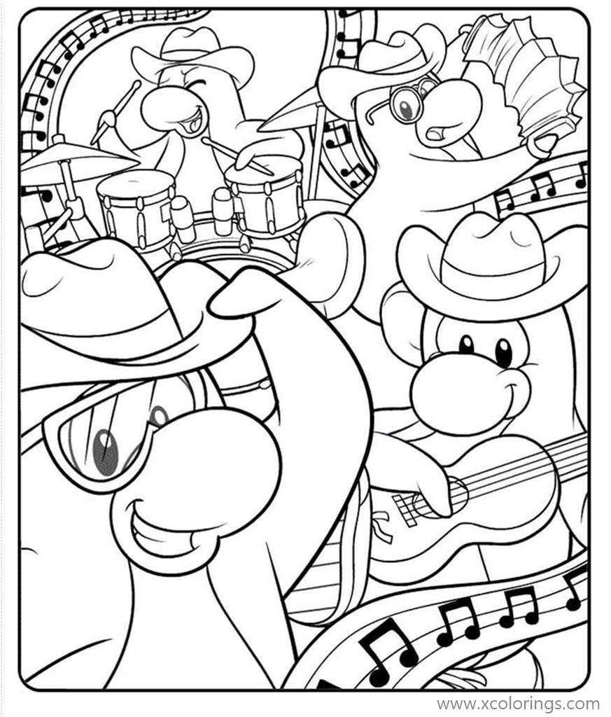 Free Club Penguin Play Music Coloring Pages printable