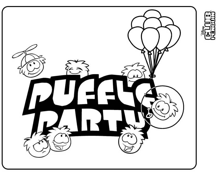 Free Club Penguin Puffle Party Coloring Pages printable
