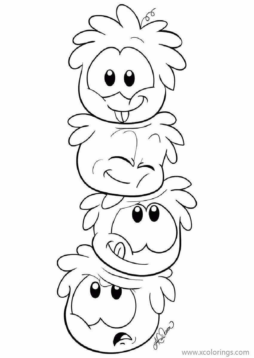 Free Club Penguin Puffles Coloring Pages printable