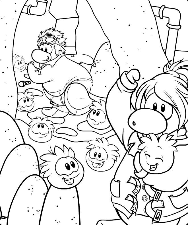 Free Club Penguin Puffles and Parent Coloring Pages printable