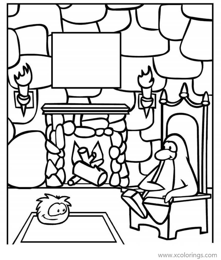 Free Club Penguin in the House Coloring Pages printable