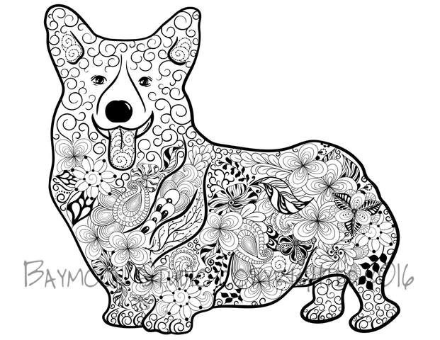 Free Corgi Coloring Pages for Adults printable