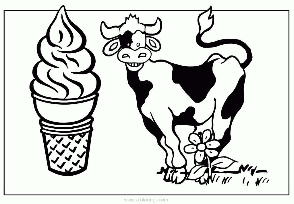 Free Cow And Ice Cream Coloring Pages printable