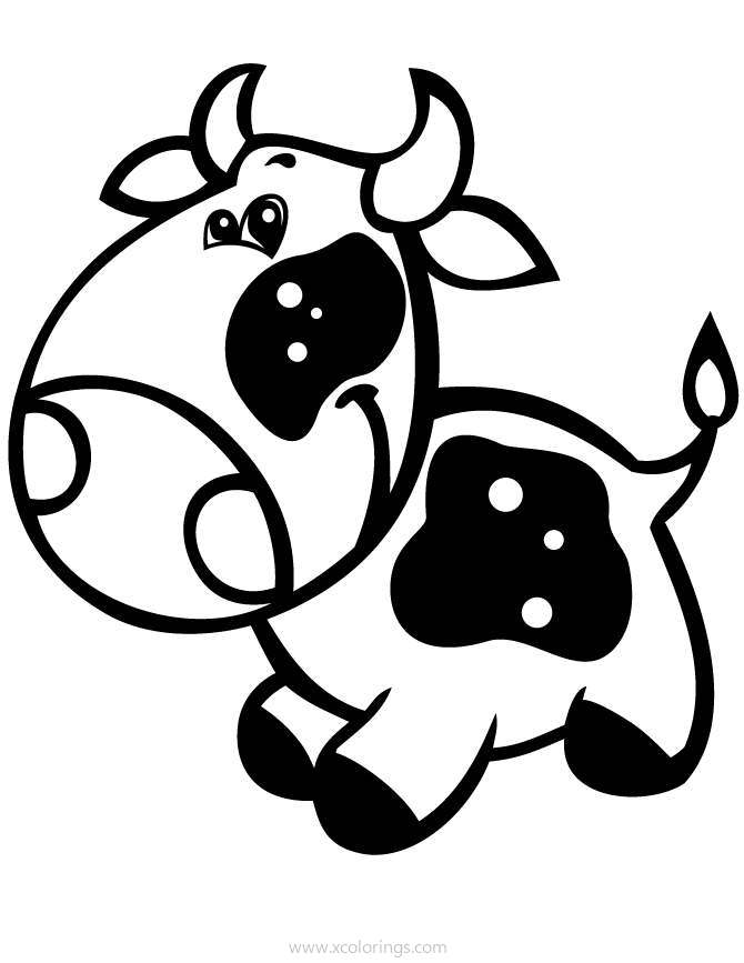 Free Cow Coloring Page Baby Holstein Cattle printable