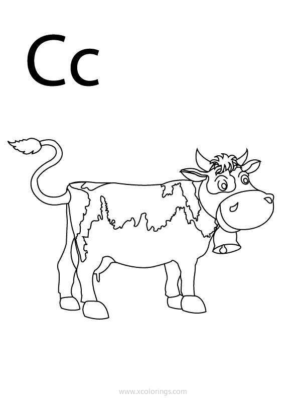 Free Cow Coloring Page for The Letter C Lesson Activity printable