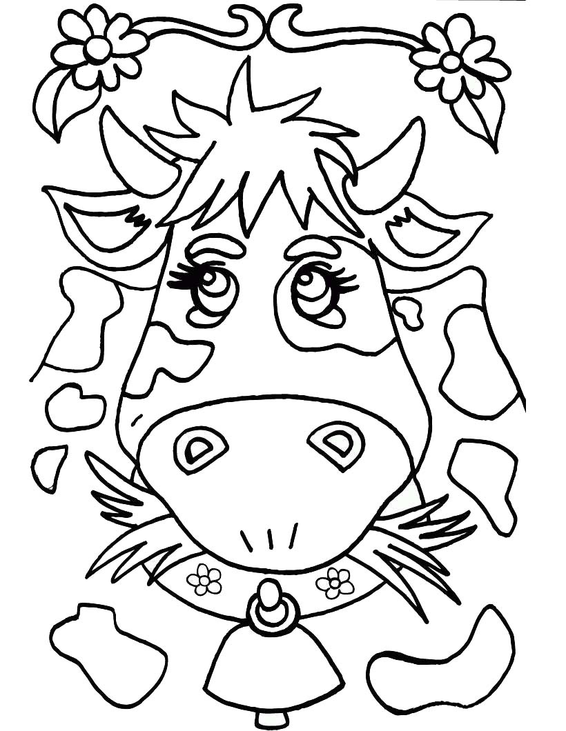 Free Cow Coloring Pages Sticker Template printable