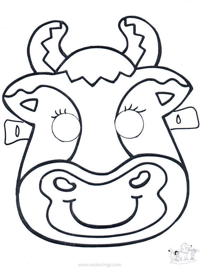 Free Cow Mask Coloring Pages printable