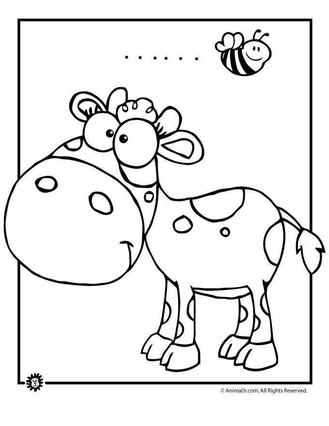 Free Cow and A Bee Coloring Pages printable