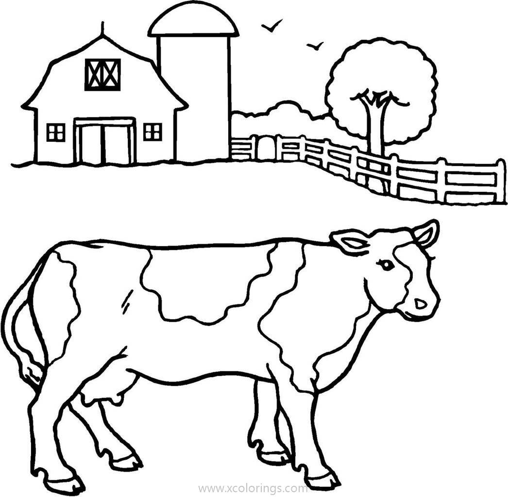 Free Cow and Barn Coloring Pages printable