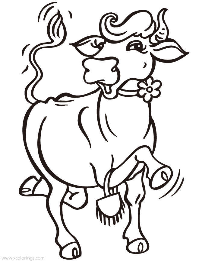 Free Cow is Dancing Coloring Page printable