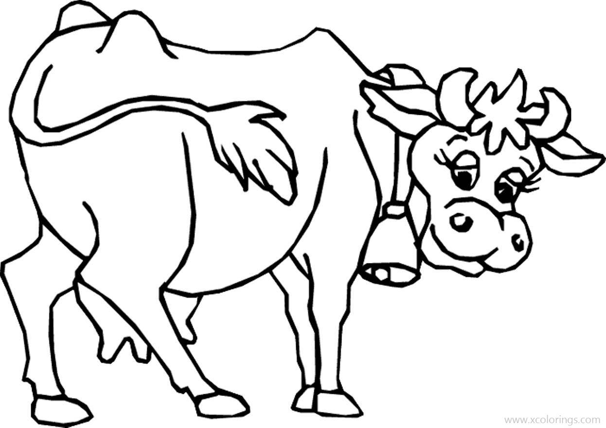 Free Cow with Bell Coloring Pages printable