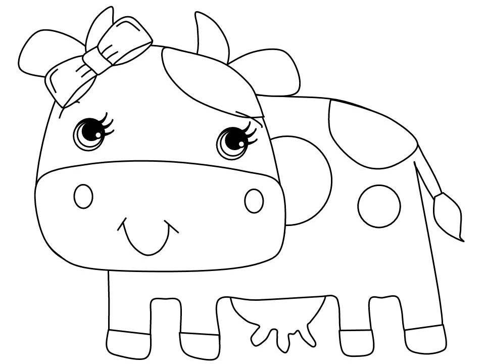 Free Cow with Bow Coloring Pages printable