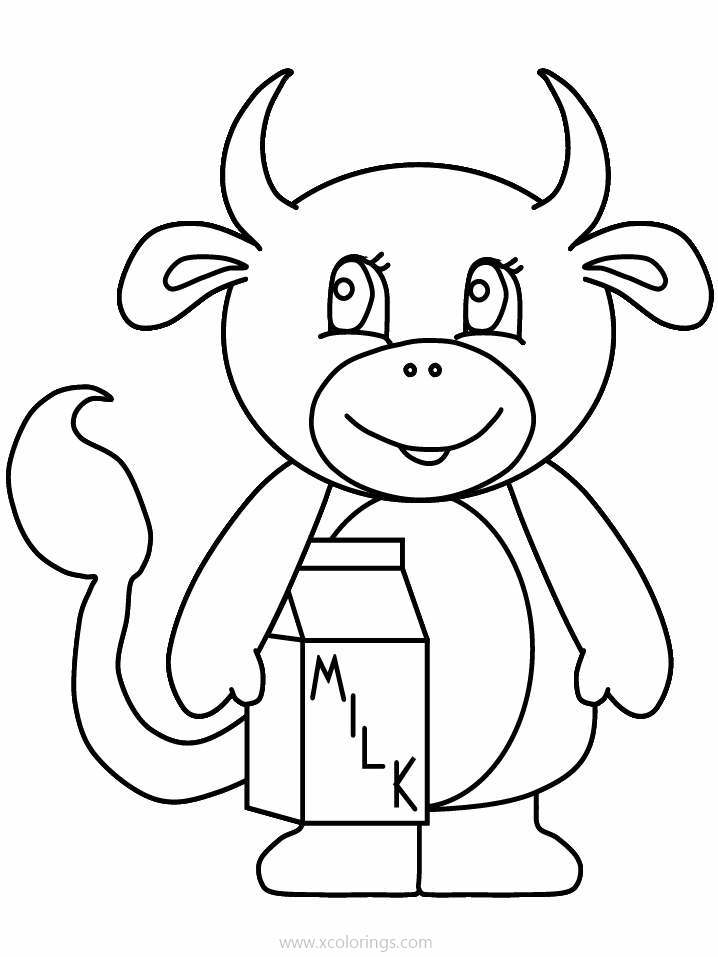Free Cow with Milk Coloring Pages printable
