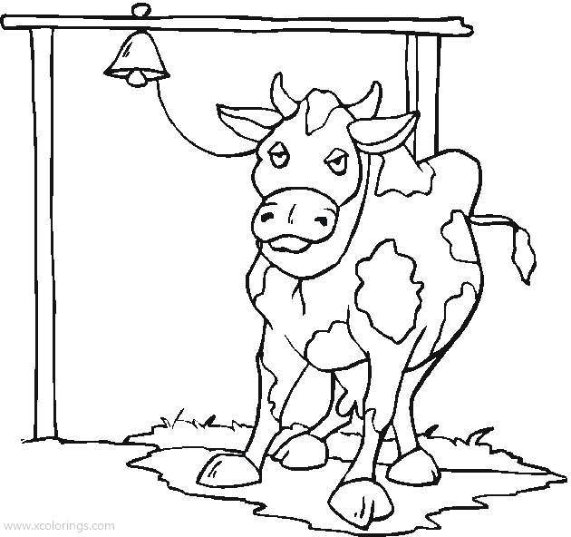 Free Cow with Rope Coloring Page printable