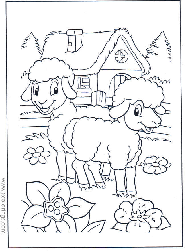 Free Cute Animals Baby Sheep Coloring Pages printable