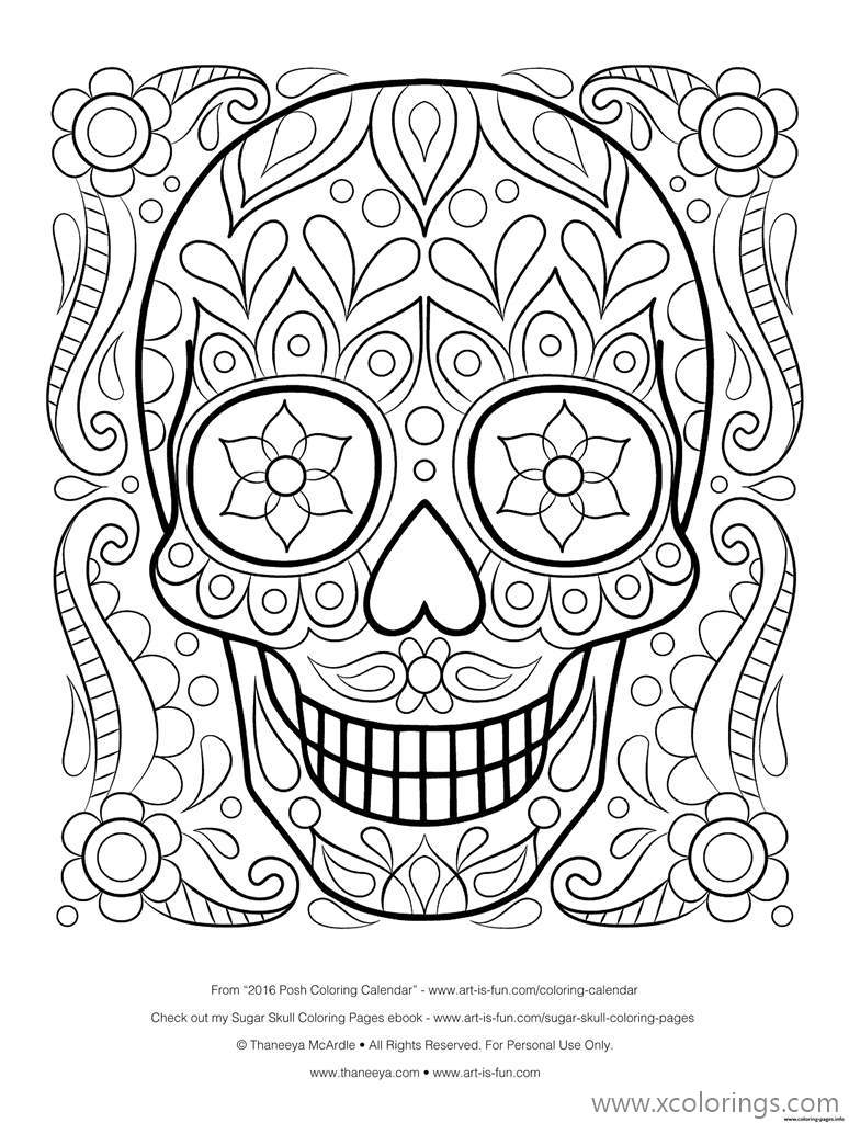 Free Day of The Dead Coloring Page By Thaneeya Calavera printable