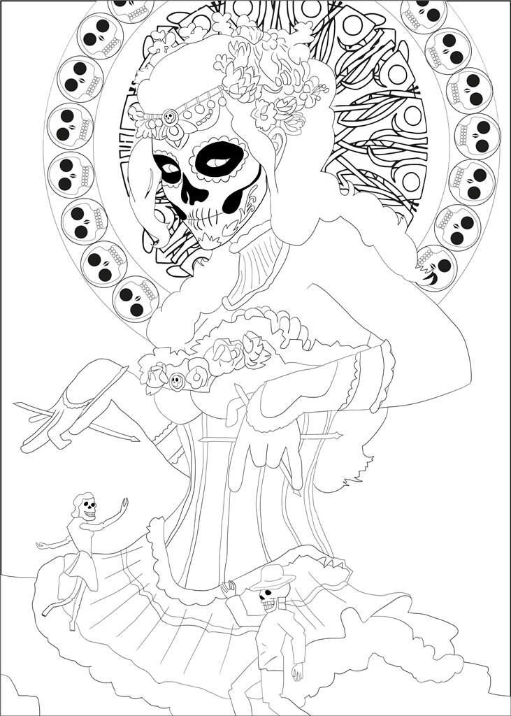Free Day of The Dead Girl Coloring Page printable