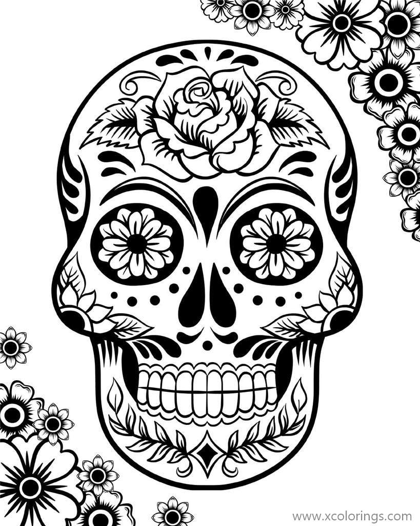 Free Day of The Dead Head Coloring Page printable