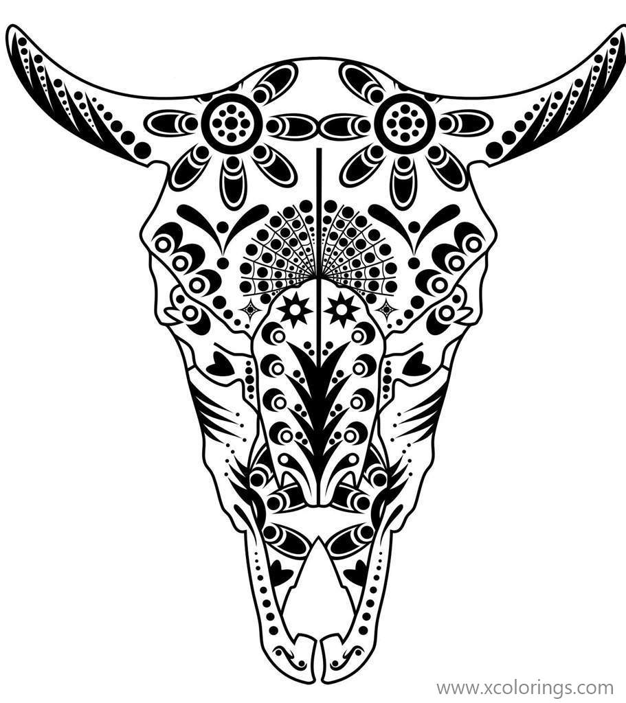 Free Day of The Dead Pitbull Skull Coloring Page printable
