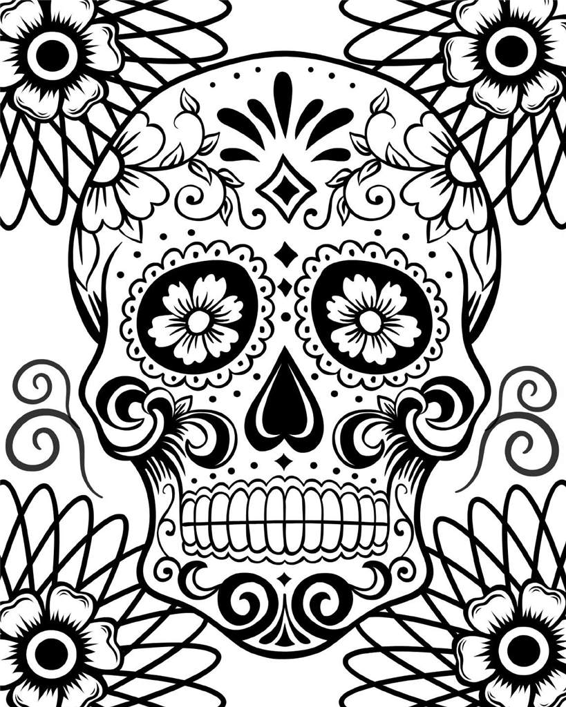 Free Day of The Dead Sugar Skulls Coloring Page printable