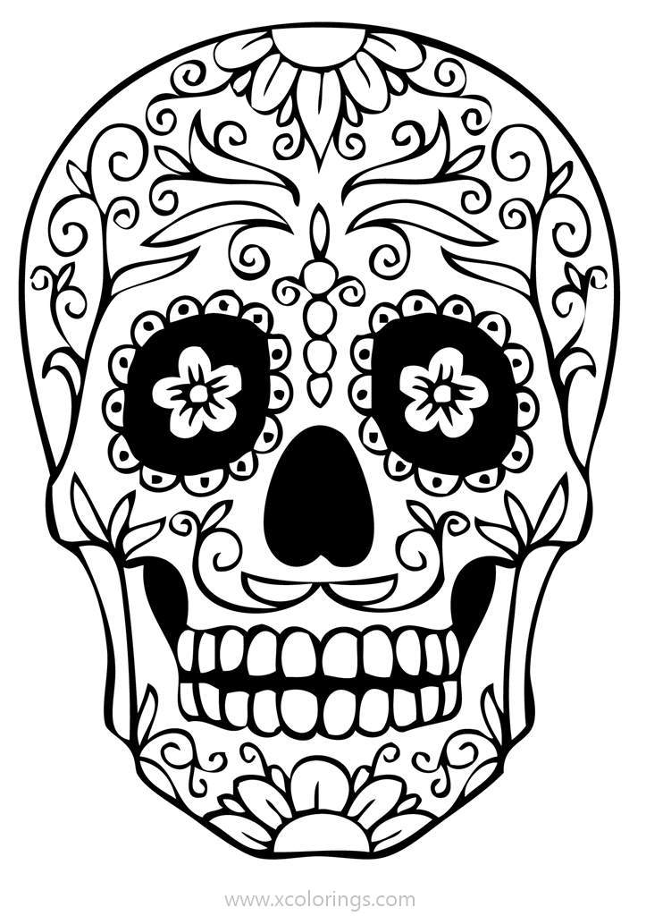 Free Day of The Dead  Tattoo Coloring Page printable