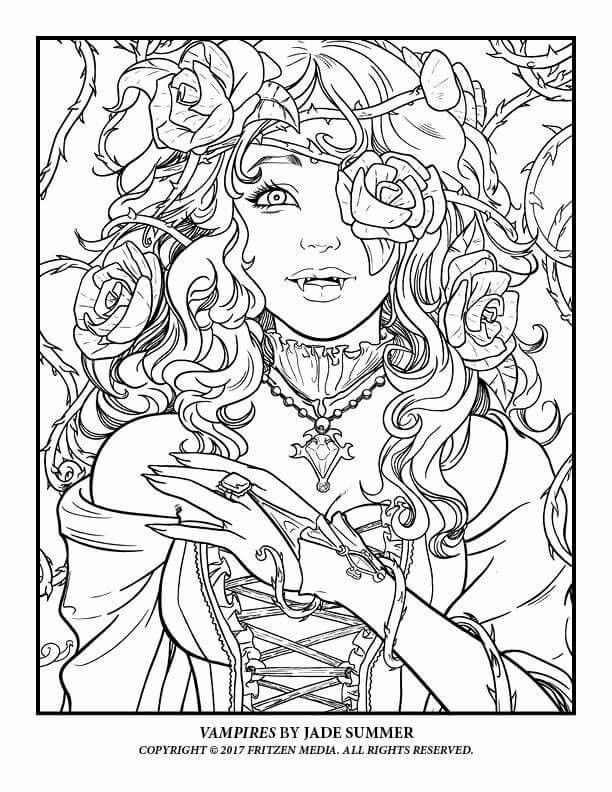 Free Detailed Gothic Girl Coloring Pages printable
