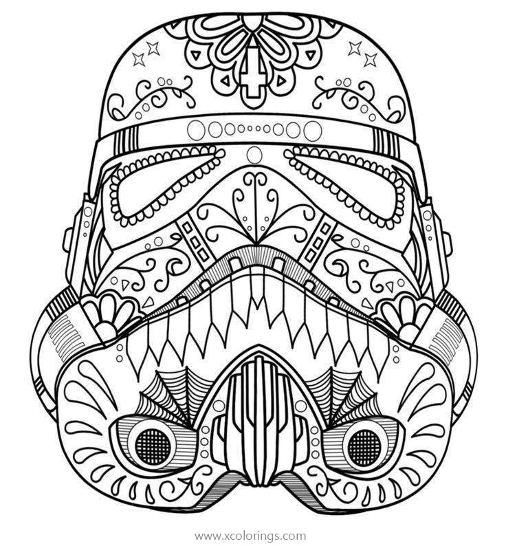 Free Dia De Los Muertos Coloring Page Starwars Skull printable