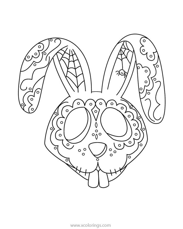 Free Dia De Los Muertos Rabbit Skull Coloring Page printable