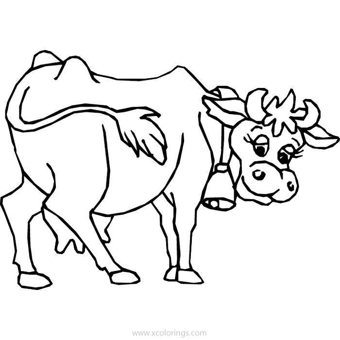 Free Diary Cattle with Bell Coloring Pages printable