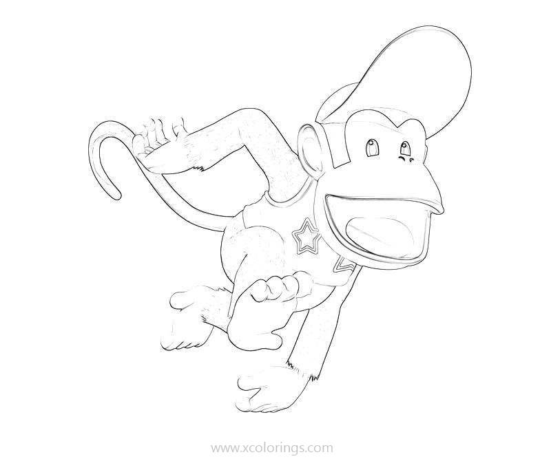 Free Diddy Kong from Donkey Kong Coloring Page printable