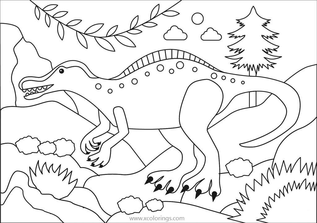 Free Dinosaur Life Spinosaurus Coloring Page printable