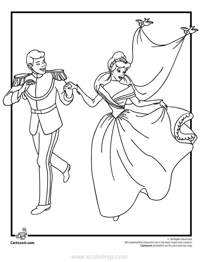 Free Disney Princess Cinderella Wedding Coloring Page printable