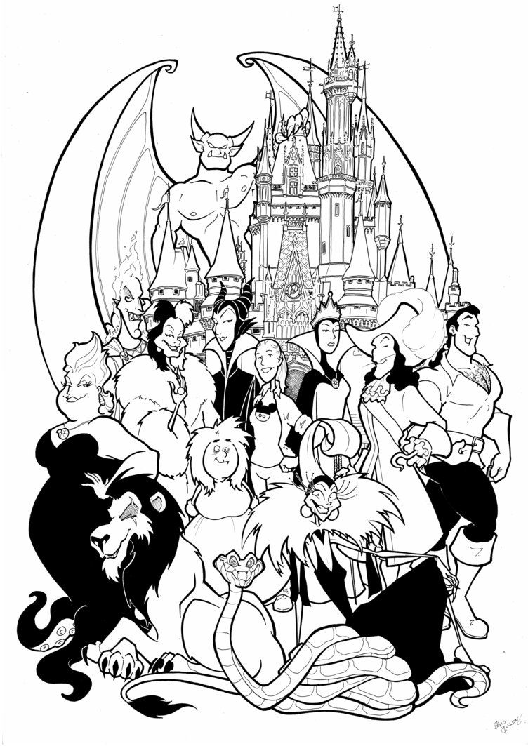Free Disney Villains Characters Coloring Pages printable
