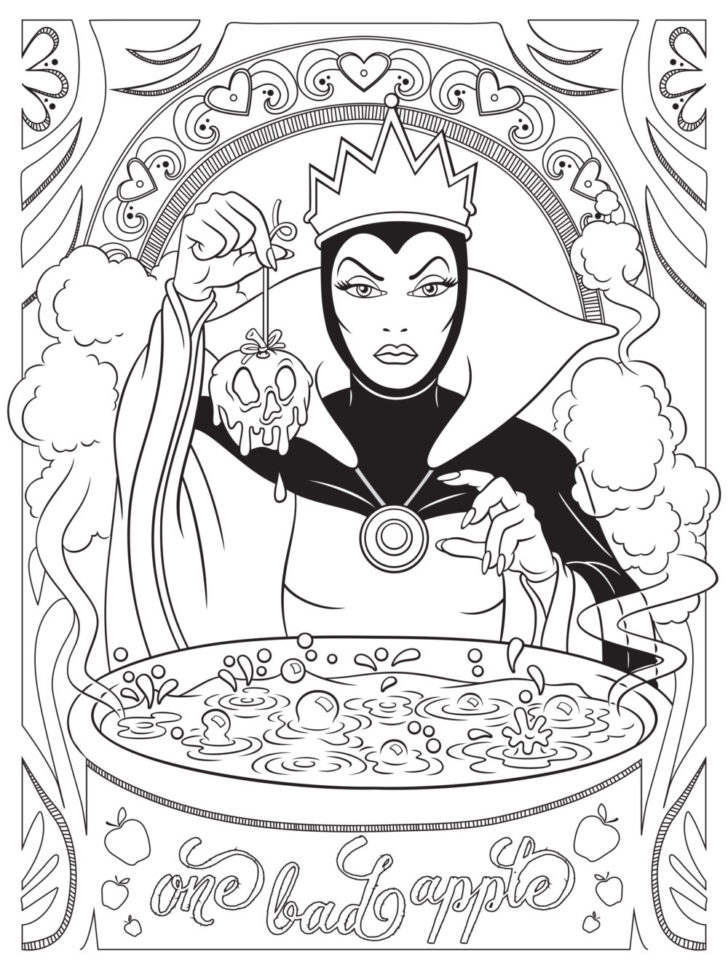 Free Disney Villains Characters Evil Queen Coloring Pages printable