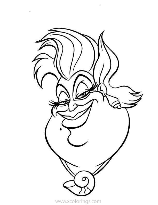 Free Disney Villains Coloring Pages Face of Ursula printable